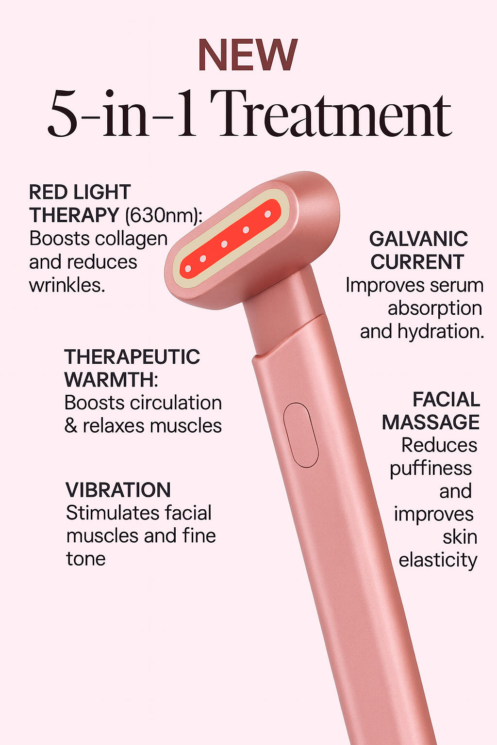 New Upgraded 5-in-1 LED Therapy & Microcurrent Pro Wand